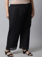 TAG 7 Women Plus Size Black Linen Ethnic Palazzo