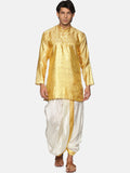 Sethukrishna Men Gold-Toned Ethnic Motifs Woven Design Kurta with Dhoti Pants - Distacart