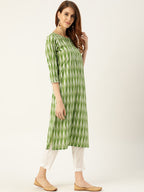 Sangria Women Green & White Printed Kurta with Trousers