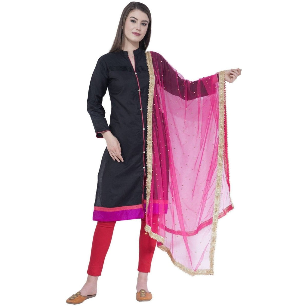 A R SILK Magenta Color Net Moti Dupattas and Chunnis