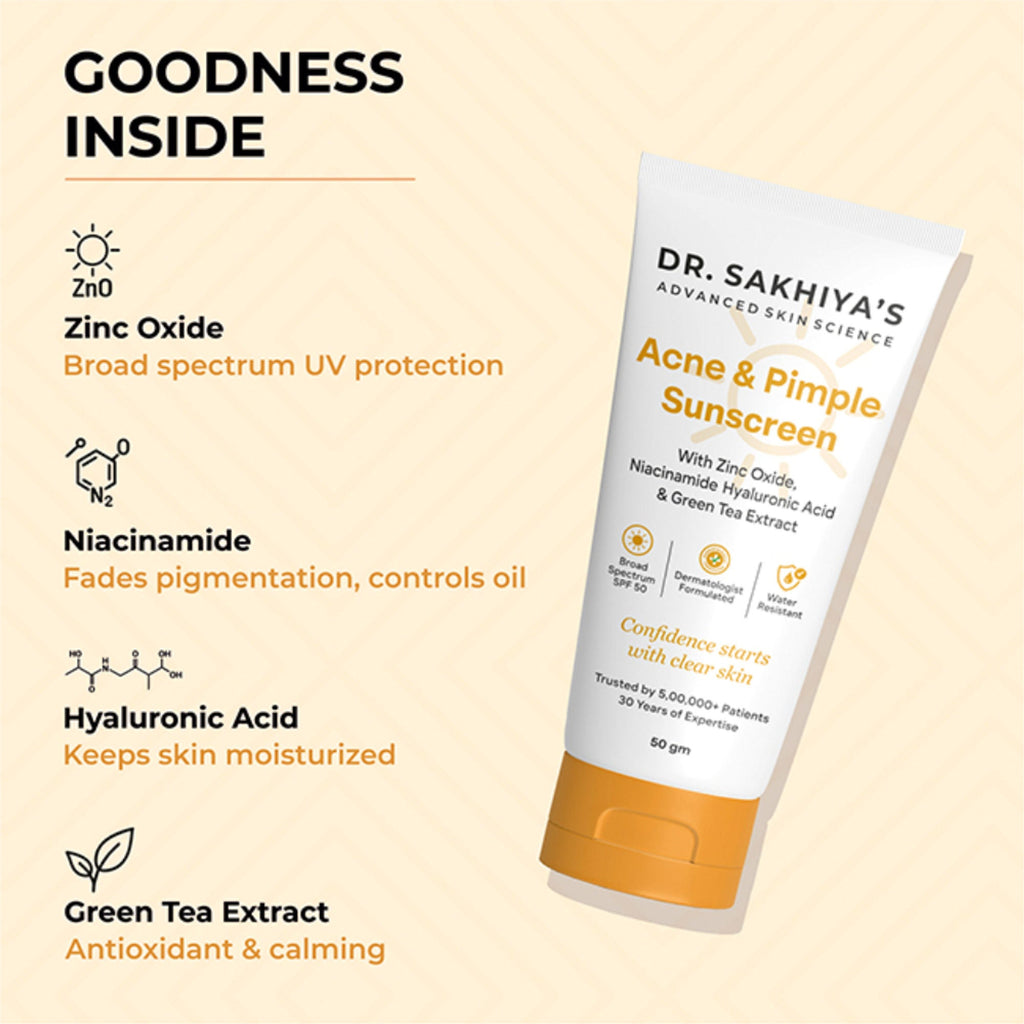Dr.Sakhiya Acne & Pimple Sunscreen SPF 50 - Distacart