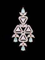 Saraf RS Jewellery Rose Gold-Plated White & Sea Green AD-Studded Handcrafted Jewellery Set - Distacart
