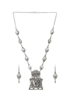 Cardinal Silver-Toned Oxidized Long Jewellery Set - Distacart