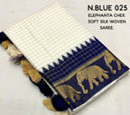 Nblue Silk Zari Woven Saree with Unstitched Blouse - Hiral Fashion