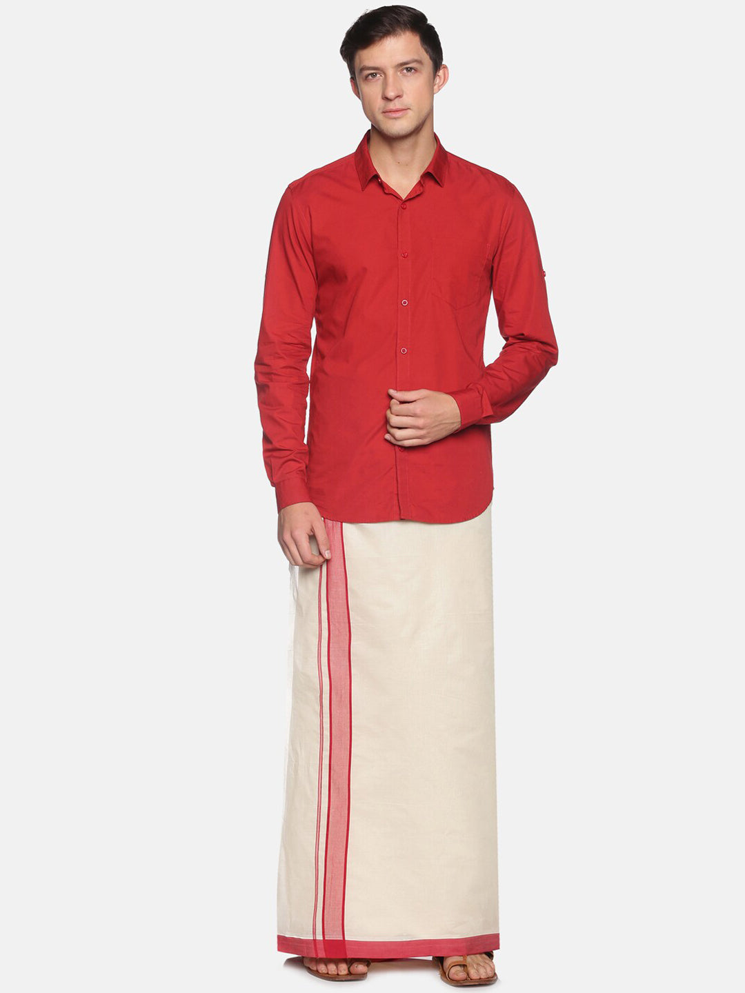 Sethukrishna Off White Traditional Kerala Double Mundu For Men - Distacart