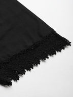 TAG 7 Women Black Solid Hem Design Straight Palazzos