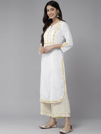 ADA Ethnic Motifs Embroidered Chikankari Cotton Kurta
