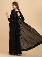 Sangria Black Embellished Sequinned Pure Georgette Saree - Distacart