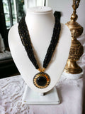 Inhanns Everyday Statement Beaded Pendant Necklace - Black