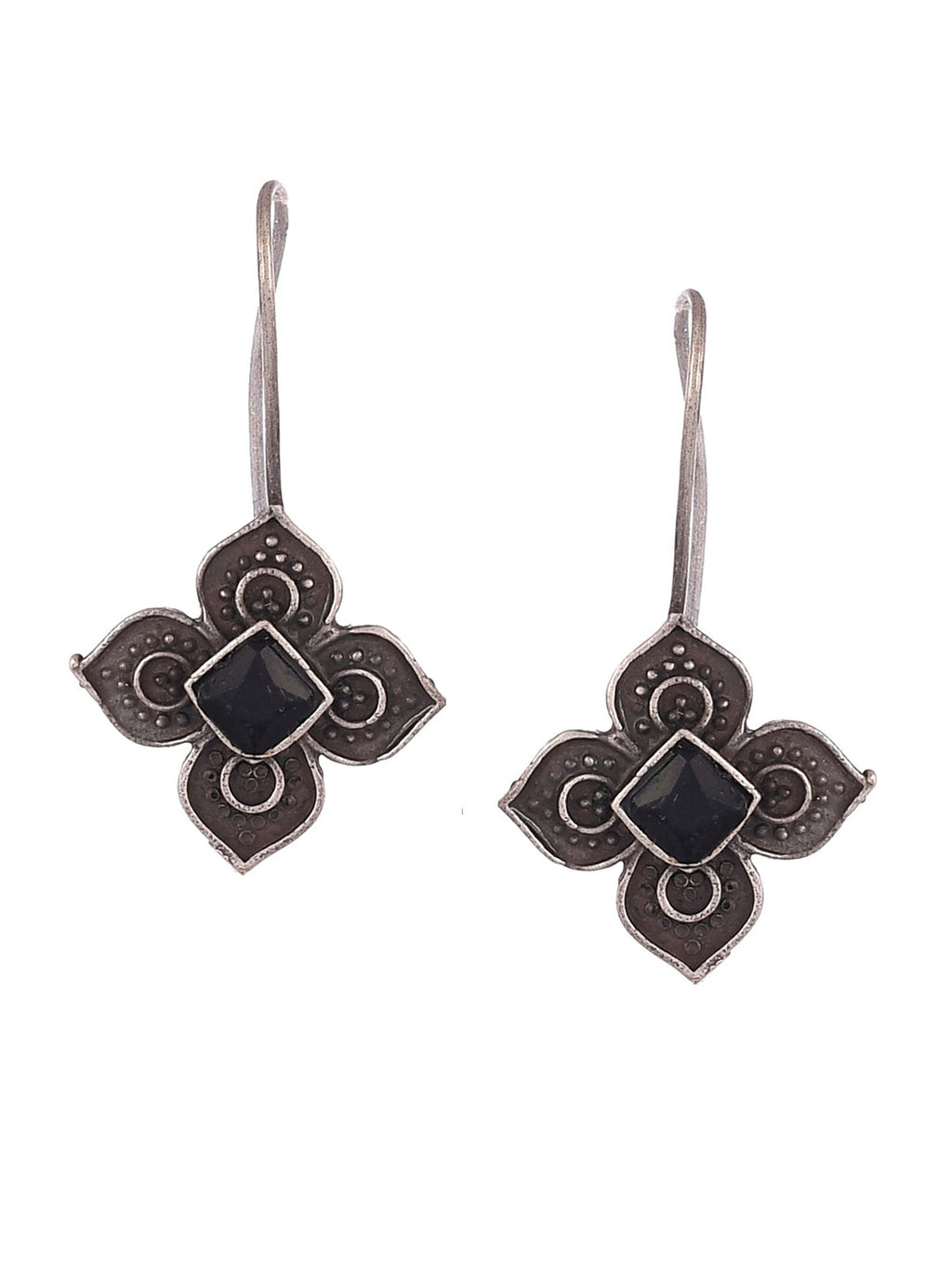 Shoshaa Silver Plated Floral Drop Earrings - Distacart