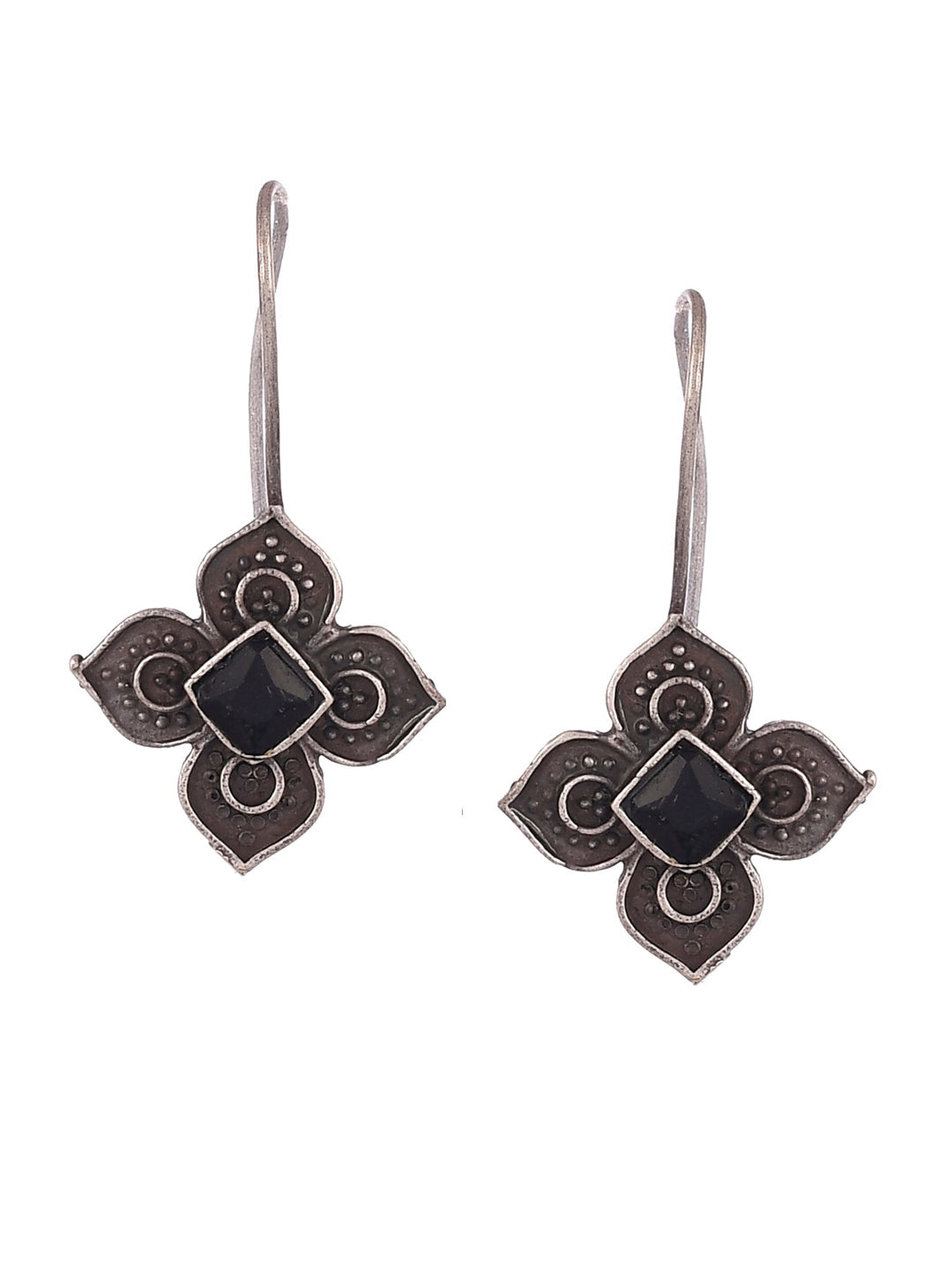 Shoshaa Silver Plated Floral Drop Earrings - Distacart