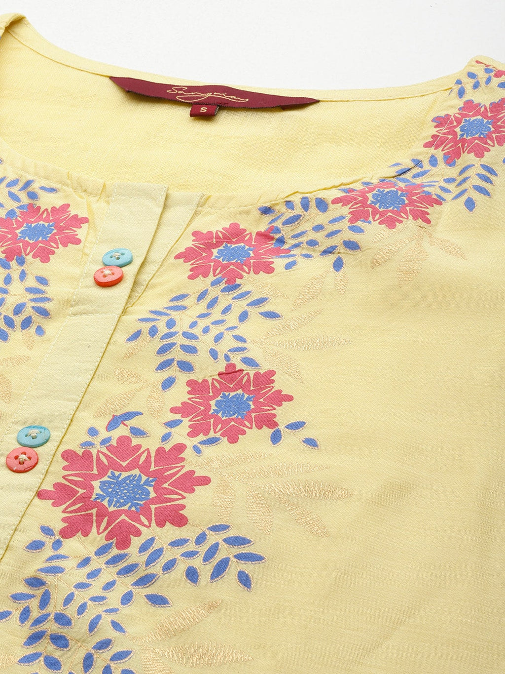 Sangria Women Floral Printed Regular Chanderi Cotton Kurta with Palazzos & With Dupatta