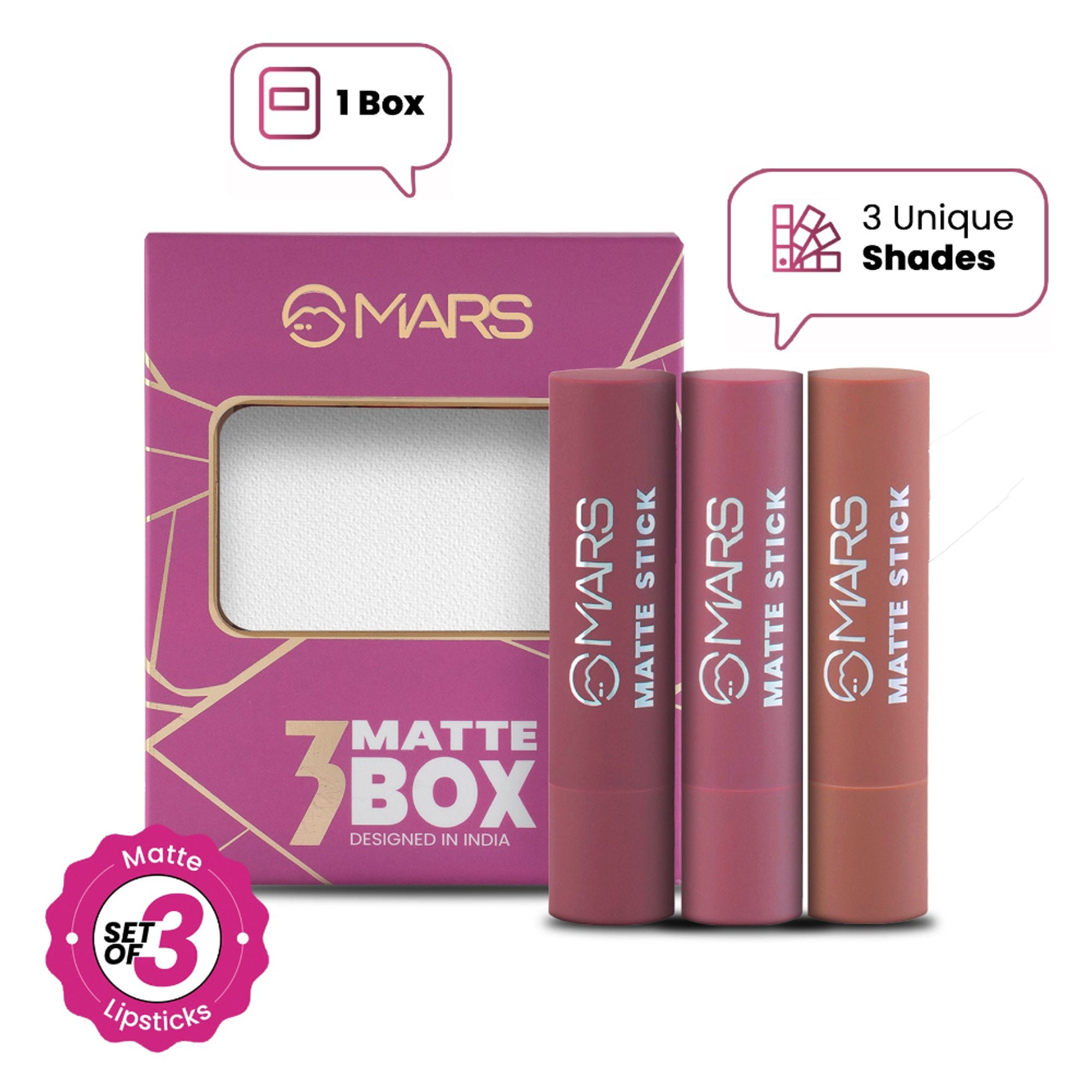 MARS Cosmetics Matte Lipsticks Box - 02 Peaches and Nudes