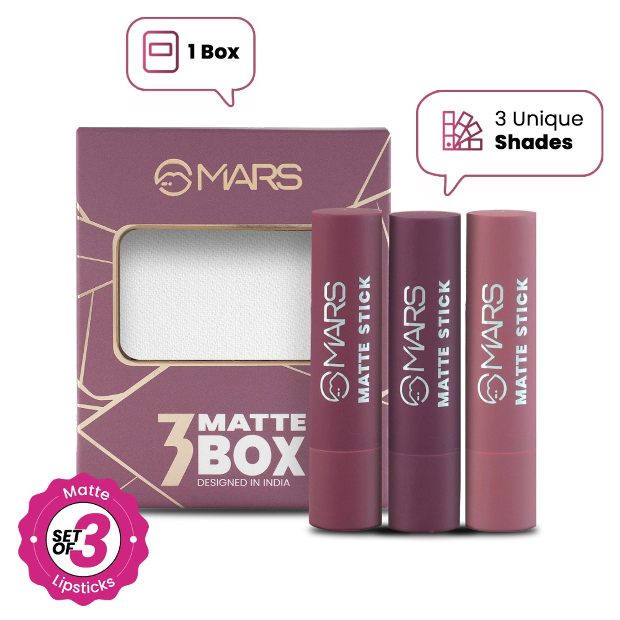 MARS Cosmetics Matte Lipsticks Box - 03 Plums