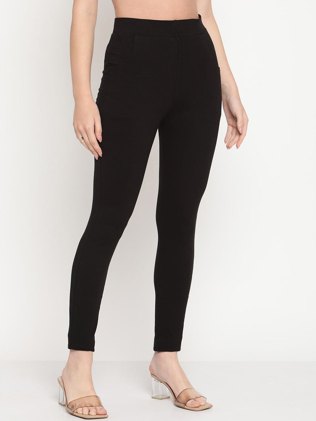 TAG 7 Women Black Solid Ankle-Length Leggings