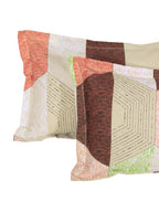 Story@home Cream-Coloured Geometric 152 TC Cotton 1 Queen Bedsheet with 2 Pillow Covers - Distacart