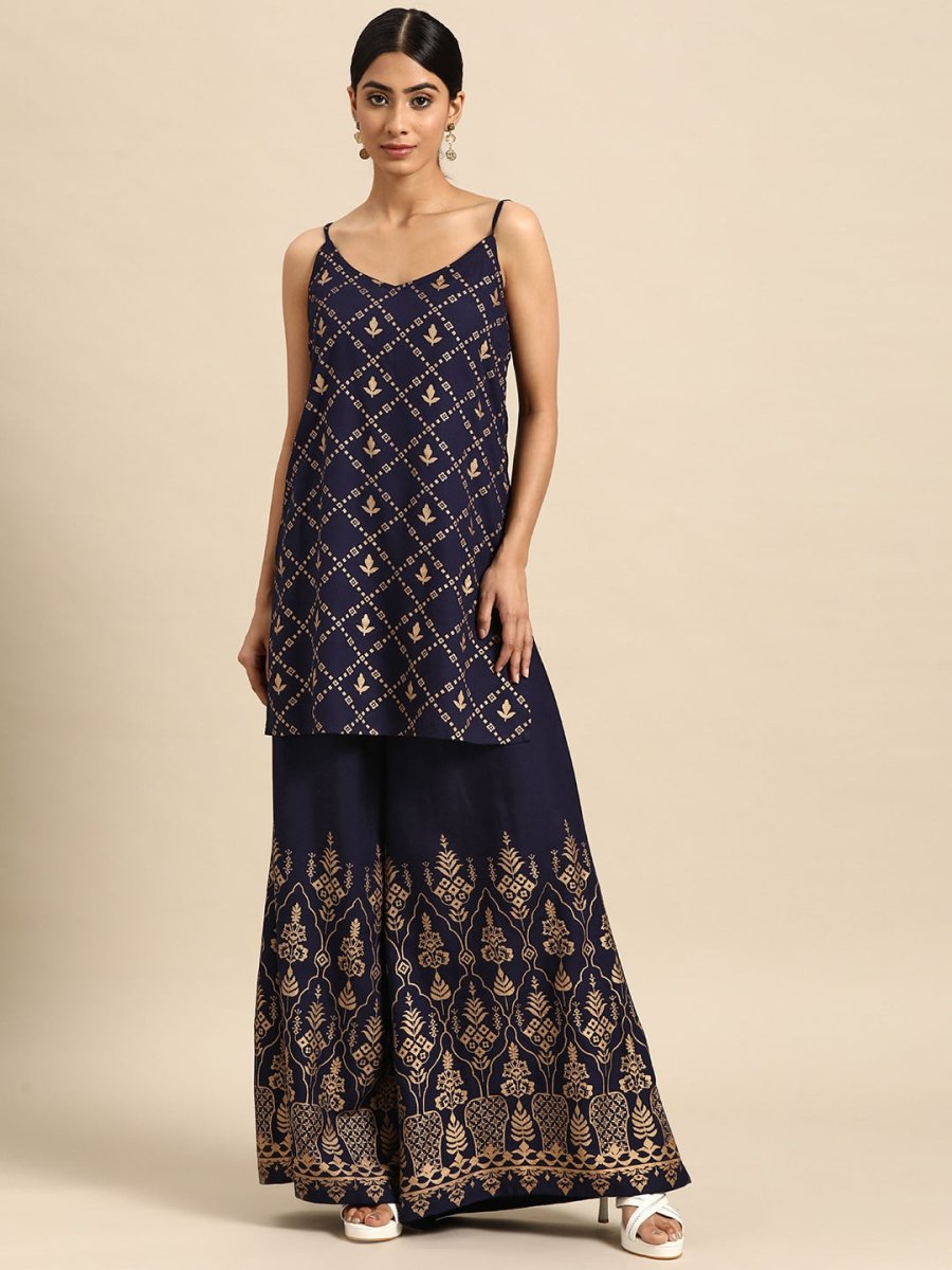 All About You Foil Printed Regular Kurta with Palazzos