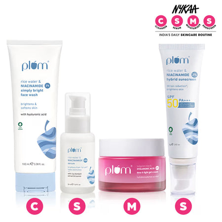 Plum Niacinamide & Hyaluronic Acid CSMS Combo for Bright, Hydrated & Plumped Skin