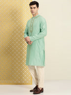 House of Pataudi Floral Printed Sequined Yoke Design Jashn Kurta