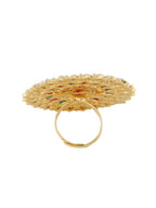 NVR Women's Traditional Ethnic Kundan Meenakari Gold-Polished Ajustable Finger Ring