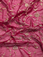 kasee Floral Zari Pure Georgette Saree - Distacart
