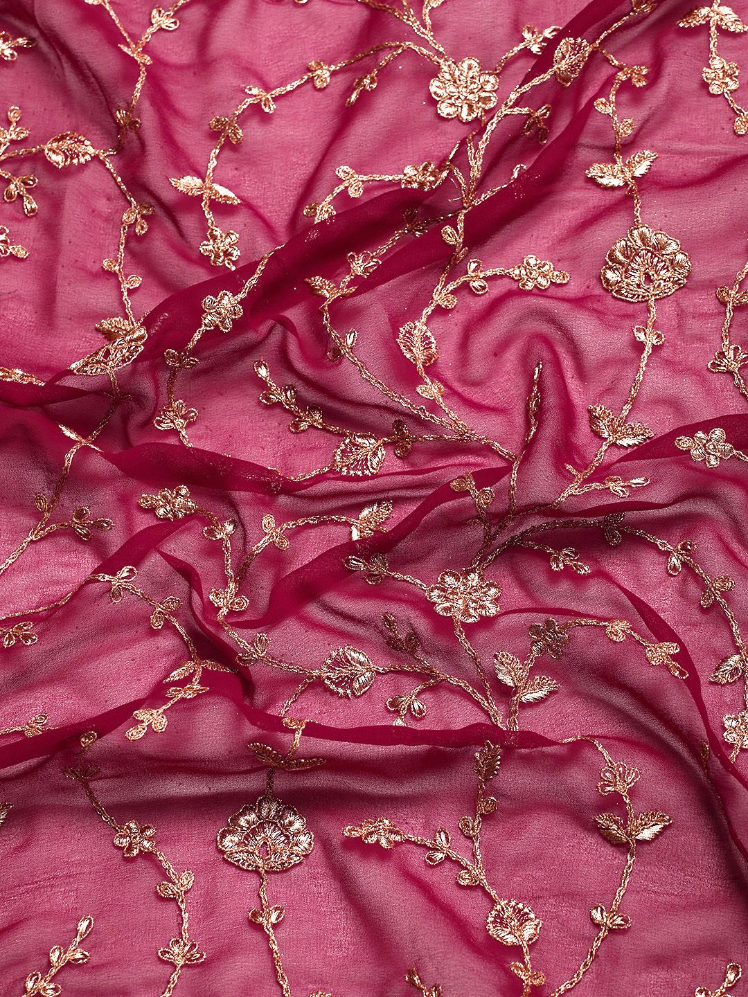 kasee Floral Zari Pure Georgette Saree - Distacart