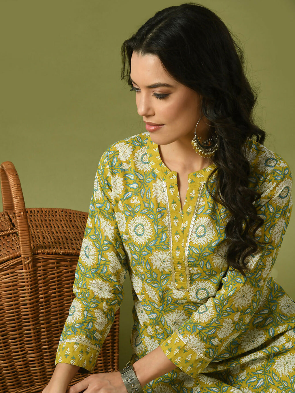 Myshka Women's Multi Printed Cotton Straight Party Kurta Set