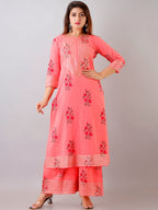 HERE&NOW Floral Printed Gotta Patti Regular Kurta with Palazzos