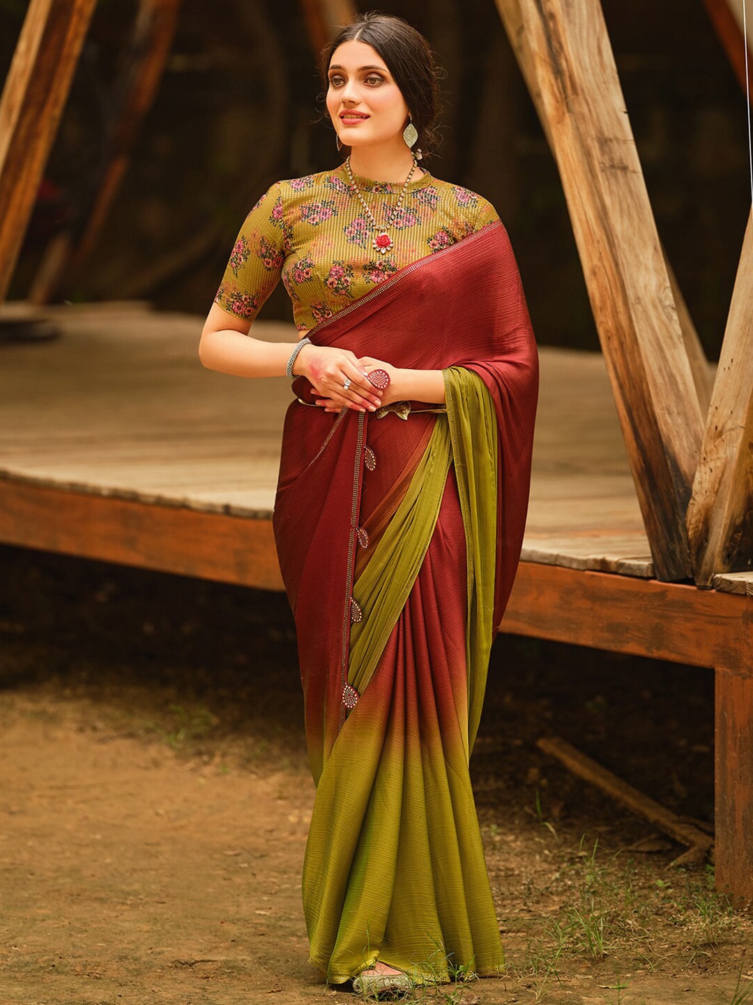 Saree Mall Ombre Beads and Stones Sarees - Distacart
