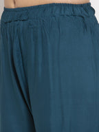 TAG 7 Women Set Of 2 Blue & Magenta Solid Straight Palazzos