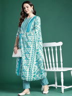 Indo Era Floral Printed Kurta with Trousers & Dupatta - Distacart