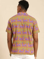 Orange Relaxed Opaque Printed Casual Resort Shirt - Mahotsav