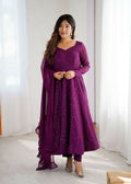 Joban Fashion Wine Kurta Set Georgette Sequence Embroidery Work - Distacart