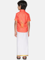 Sethukrishna Boys Orange & White Printed Shirt