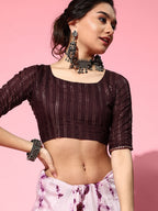 Saree Mall Purple & White Tie and Dye Silk Blend Saree with Unstitched Blouse Piece - Distacart