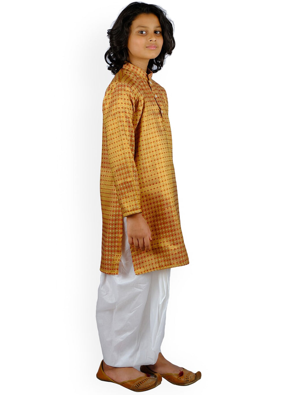Sethukrishna Boys Red Printed Kurta with Dhoti Pants