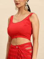 Ahalyaa Striped Net Ready To Wear Saree - Distacart