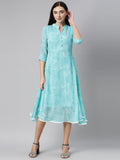Souchii Women Floral Chiffon A-Line Midi Dress - Distacart