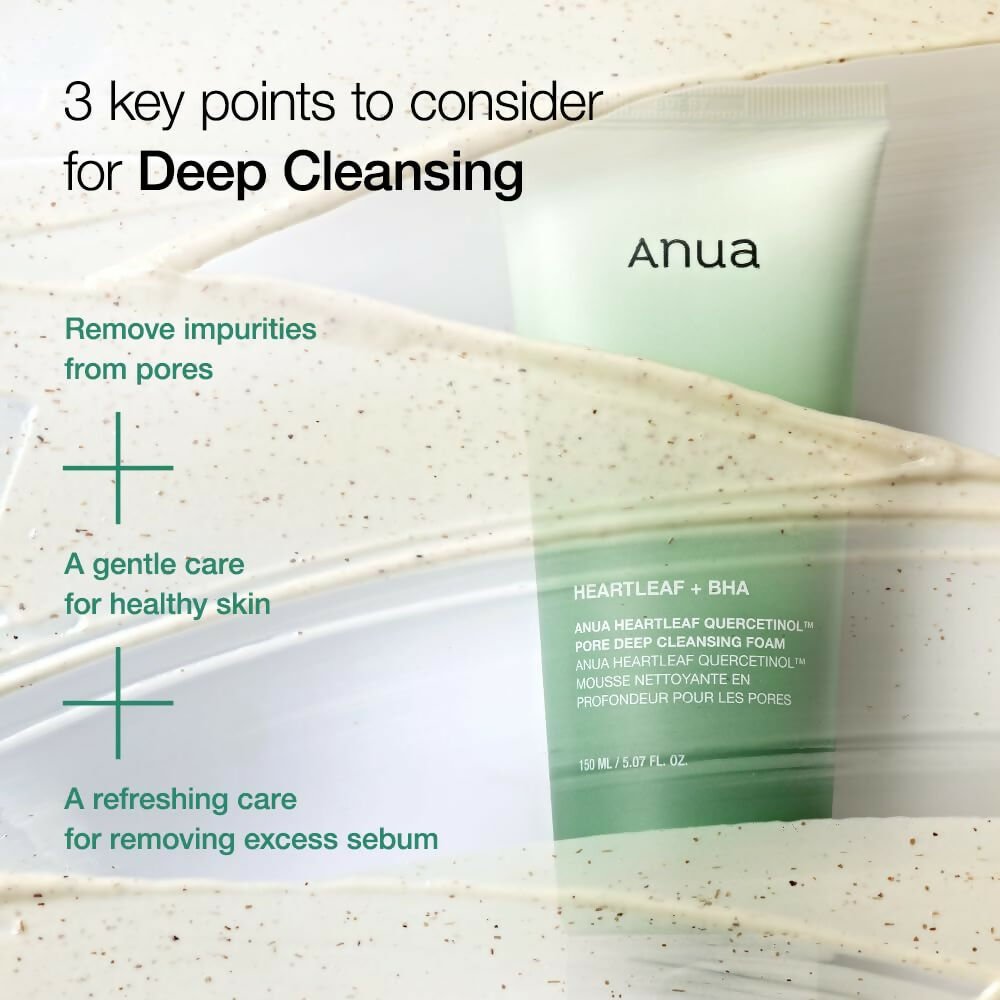 Anua Heartlef Quercetinol Pore Deep Cleansing Foam - Korean Skincare