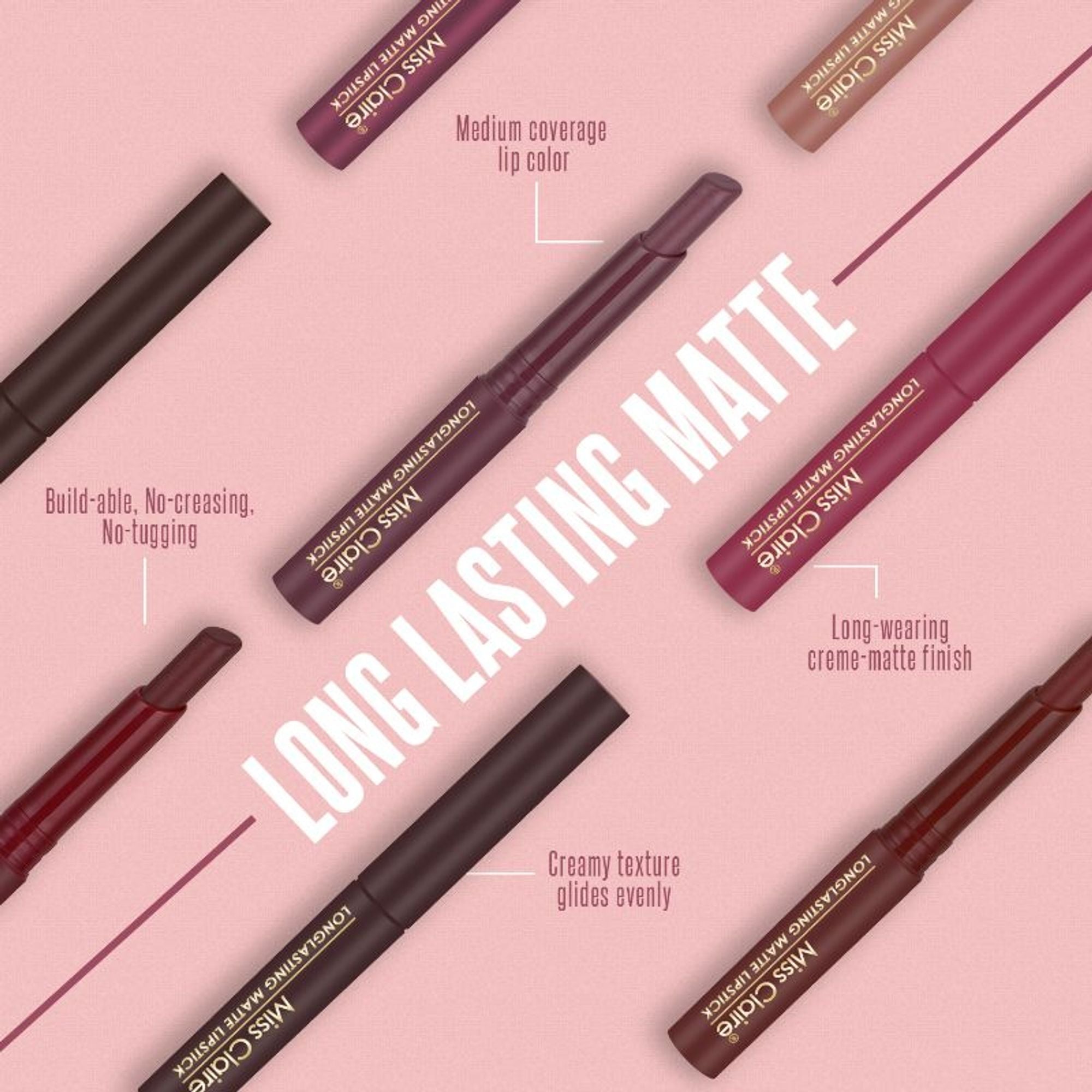 Miss Claire Long Lasting Matte Lipstick - 33 French Peach