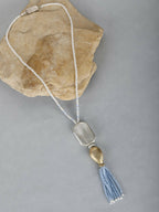 Joban Fashion Women Long Pattern Silver Tone Brass Necklace