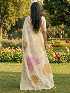 Shree Shyam Fashion White Linen Cotton Saree - Distacart
