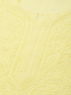 ADA Women Yellow Ethnic Motifs Embroidered Chikankari Georgette Handloom Kurta