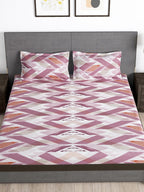Story@home Arena Pink & White Geometric Printed 180 TC Bedsheet & Pillow Covers - Distacart