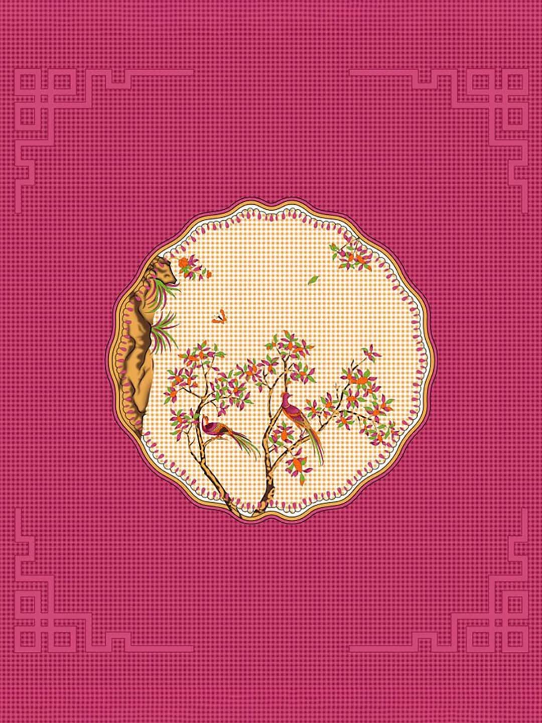 HOMETALES Pink & Beige Ethnic Motifs Cotton 104 TC King Bedsheet with 2 Pillow Covers