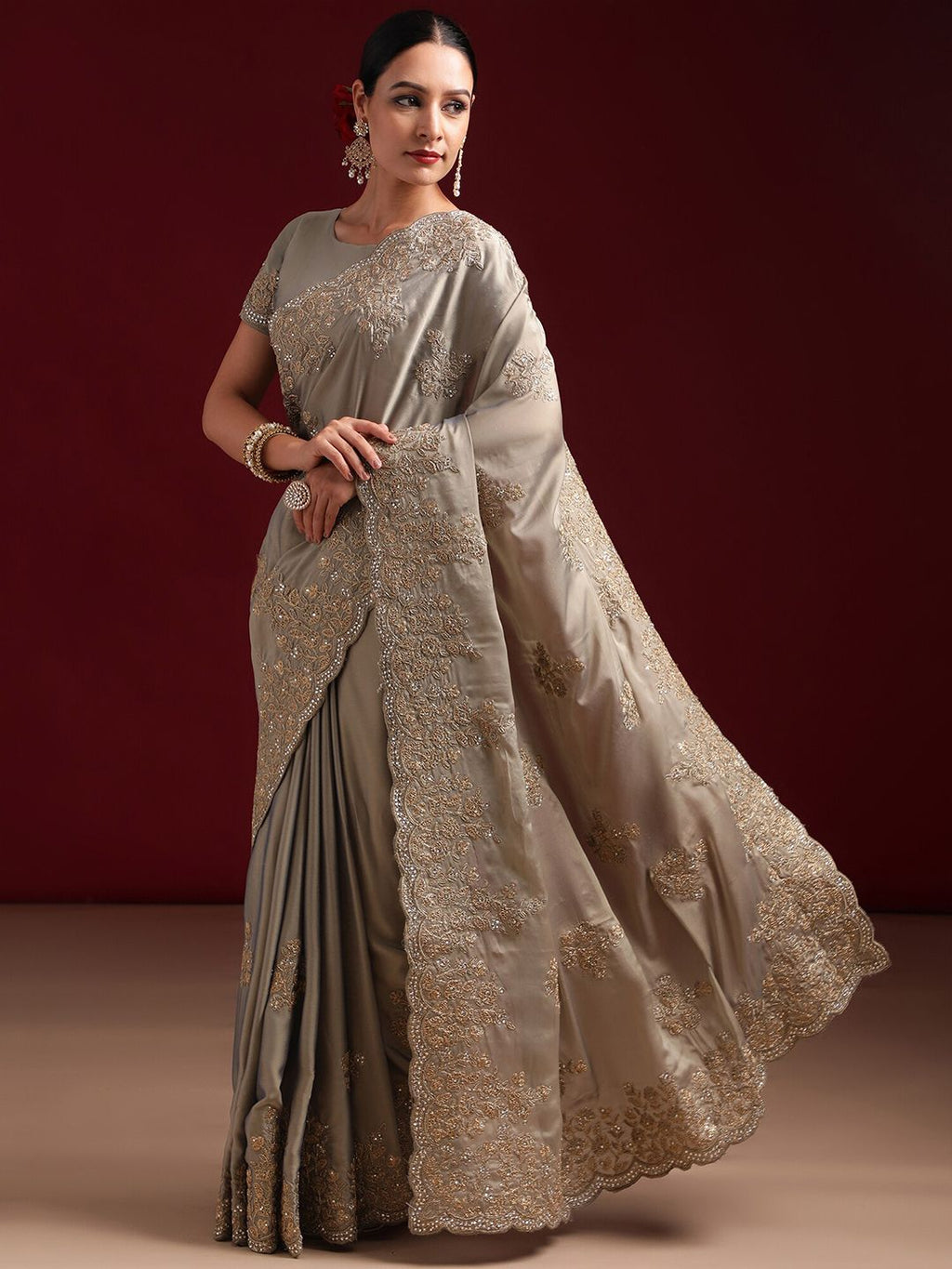 kasee Embellished Embroidered Pure Silk Saree