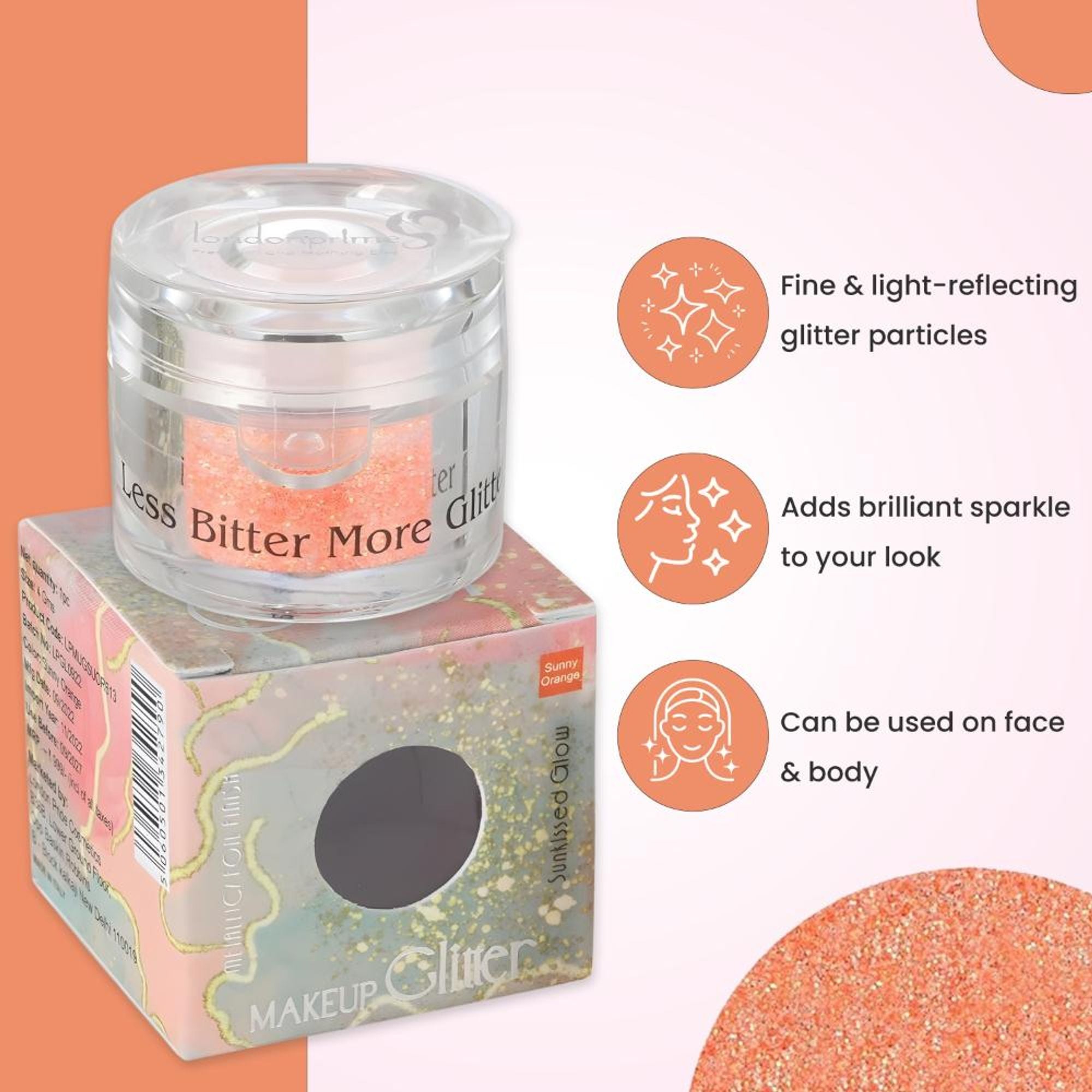 London Prime Makeup Glitter - Sunny Orange