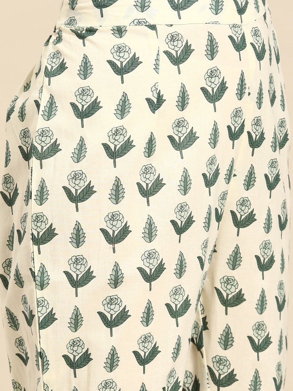 Sangria Floral Printed Angrakha Sequinned Pure Cotton Kurta With Trousers