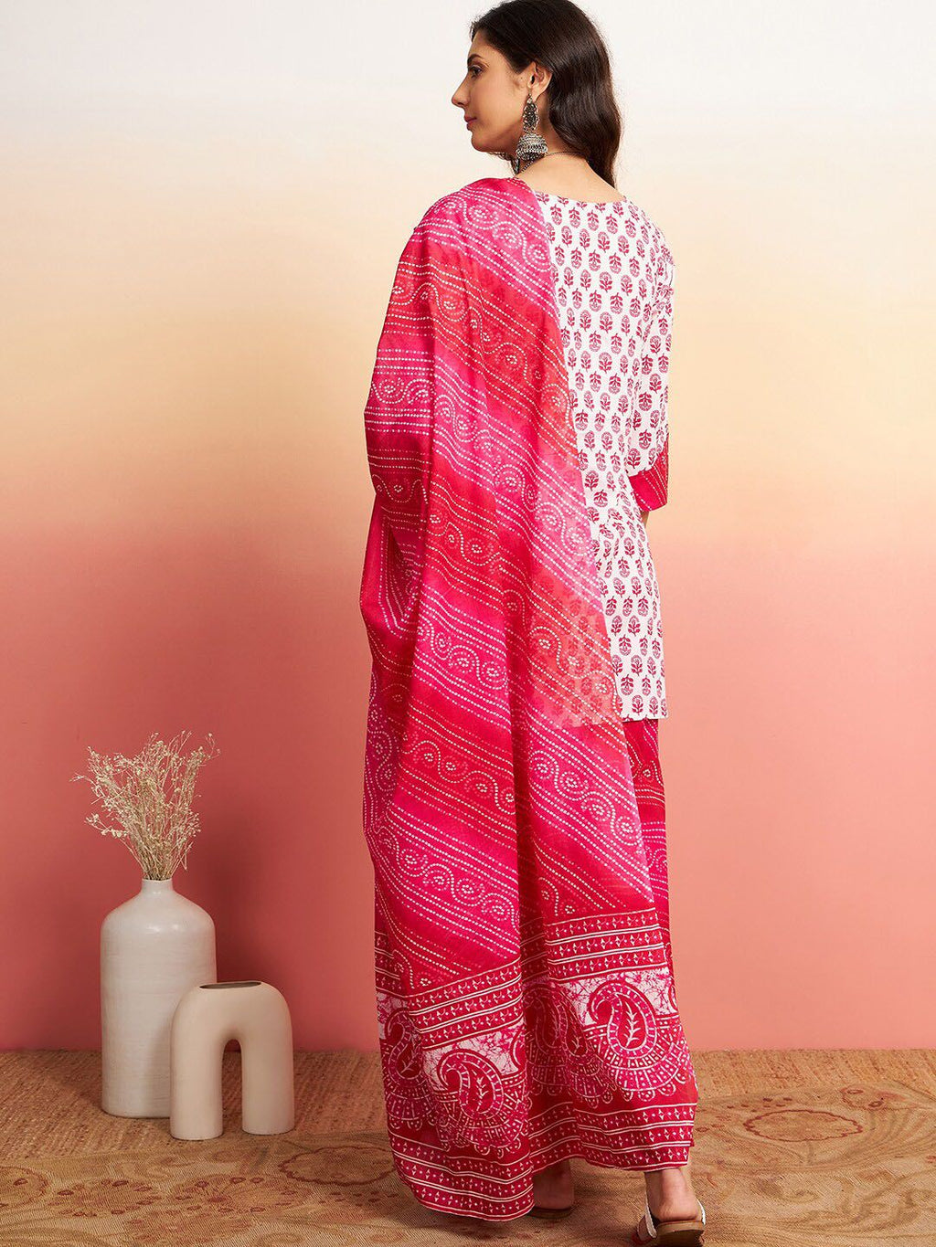 Sangria Floral Printed Pure Cotton Kurti With Sharara & Dupatta