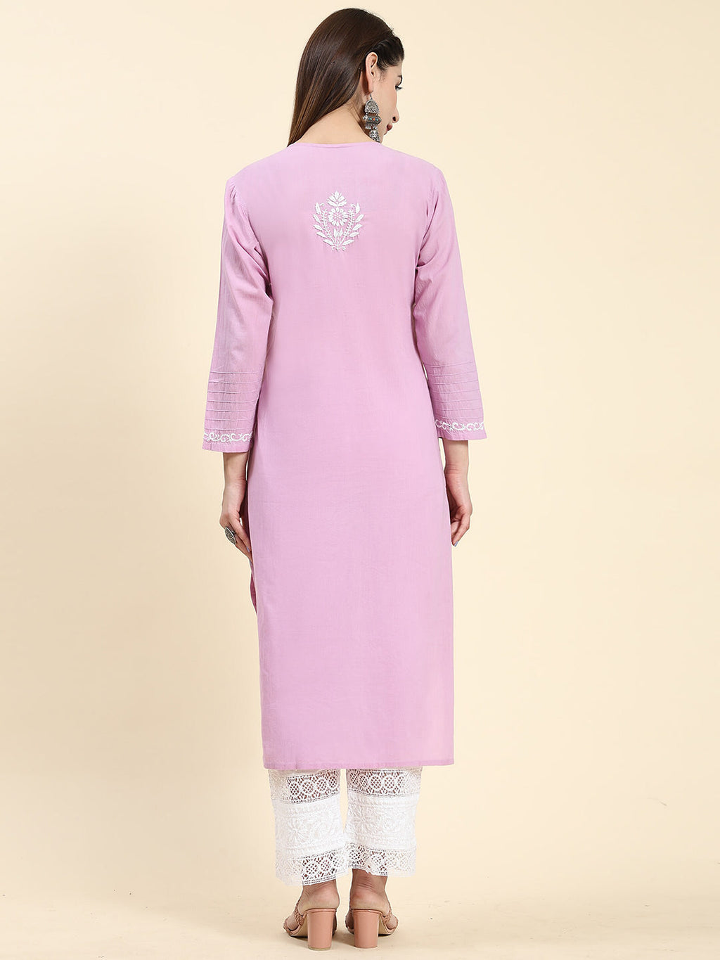 HOUSE OF KARI Cotton Floral Embroidered Chikankari Kurta
